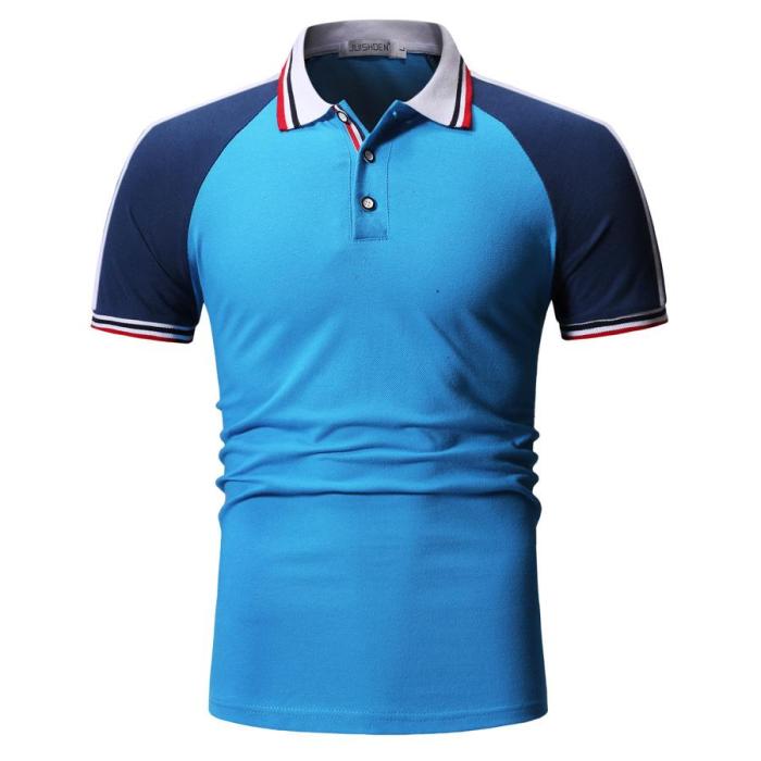 Men'S Raglan Sleeves Polo Shirt Fashion Collar Splice
