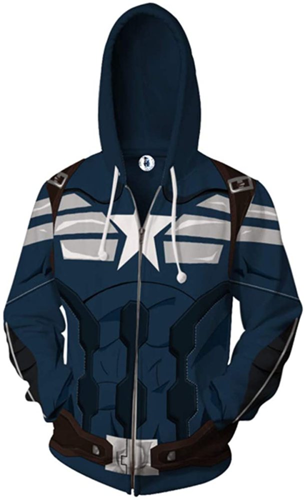 Captain America Movie Style 4 Cosplay Unisex 3D Printed Hoodie Sweatshirt Jacket With Zipper