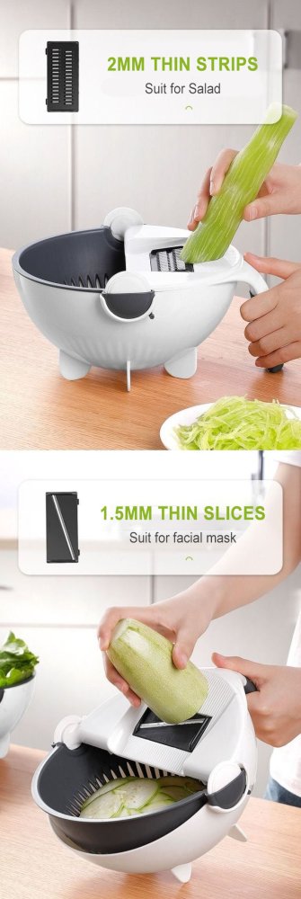 Multifunctional 9 In 1 Vegetable Cutter With Drain Basket