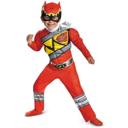 Kids Boys Red Power Dino Charge Muscle Cosplay Costume
