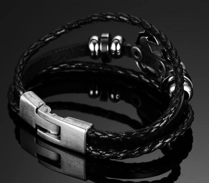Vintage Anchor Black Bracelet