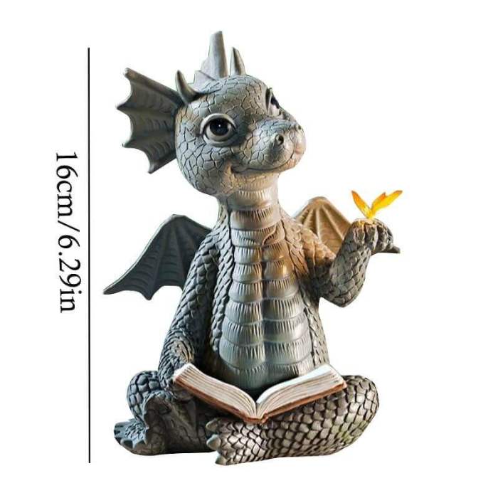 Little Dragon With Butterfly Craft Garden Statue Halloween Decorations