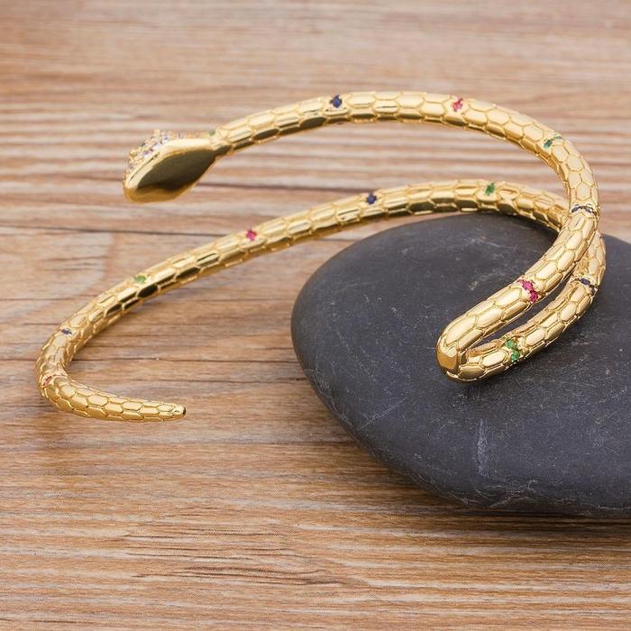 Dazzling Rhinestone Snake Bangle Bracelet