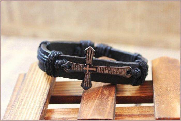 Christianity Vintage Mens Cross Bracelet- Cross Jewelry
