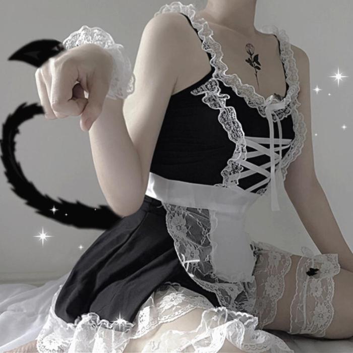 Japanese Maid Lace Bow Lingerie Dress