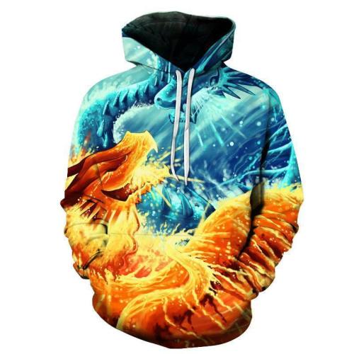 Ice Fire Dragon 3D Sweatshirt Hoodie Pullover