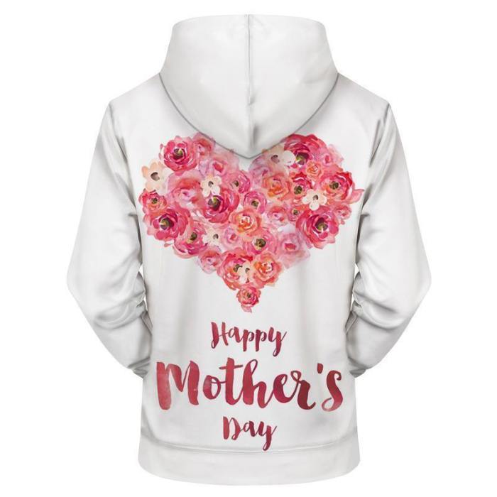 Happy Mother'S Day Flower Heart 3D Sweatshirt Hoodie Pullover