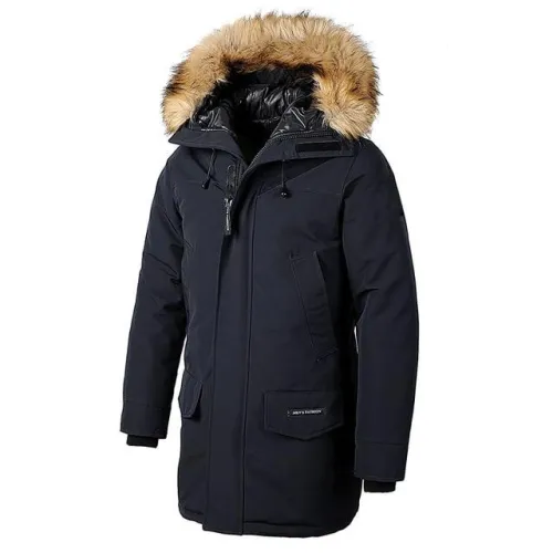 Men Waterproof Long Fur Collar Thick Outwear Parkas