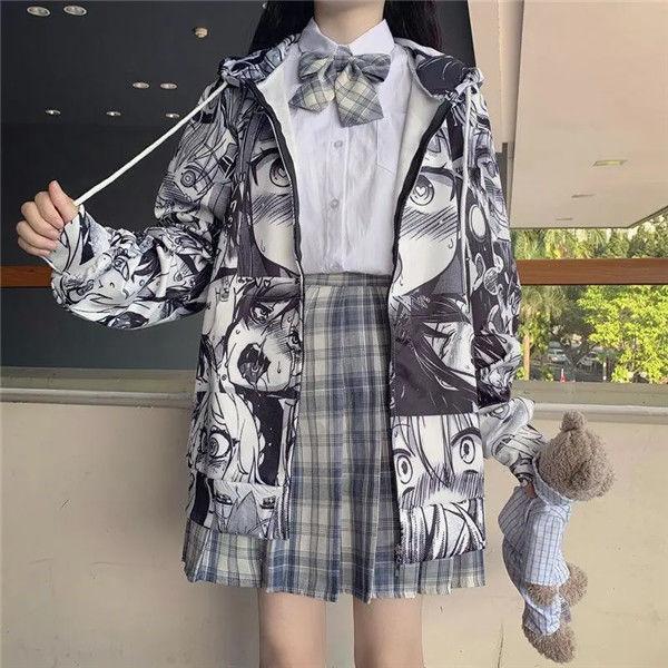 Autumn Thin Cute Kpop Sweatshirt Japanese Hip Hop Hoodie Pocket Casual Coat