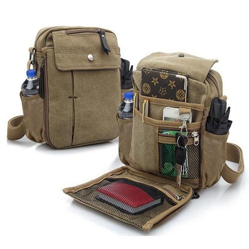 Multifunctional Canvas Bag With Bottle Holder - 5 Colors