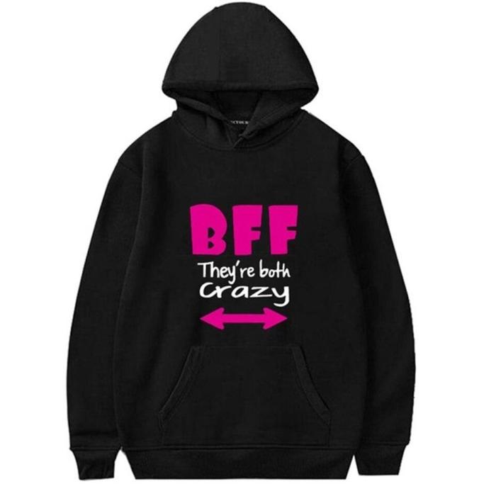 Bff Best Friends Graphic Hoodie Casual Outwear Hooded Unisex Sweatshirt Pullover Tops