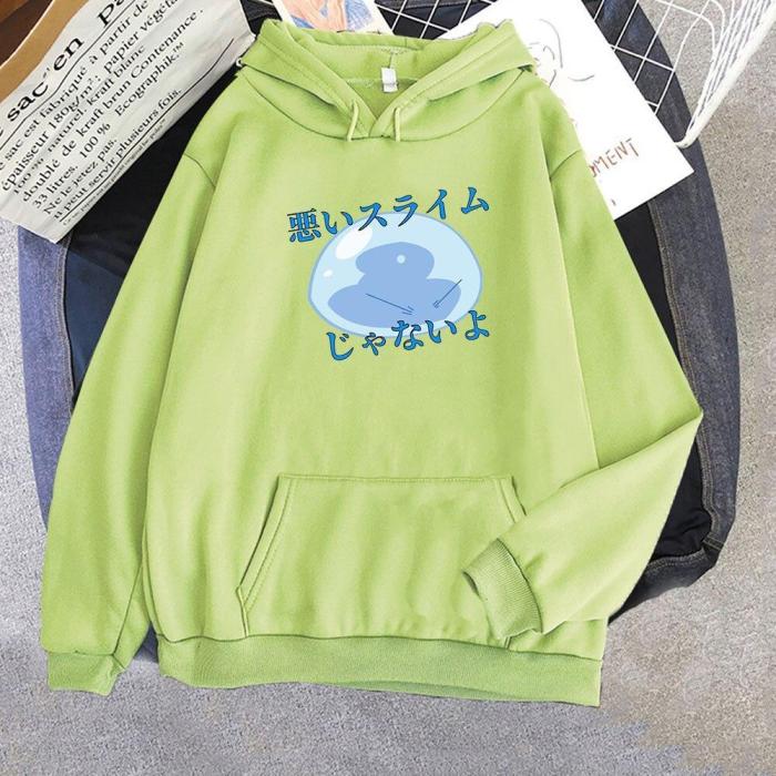 Kawaii Tensura Nikki Slime Print Anime Streetwear Japan Aesthetic Cute Harajuku Casual Unisex Hoodie
