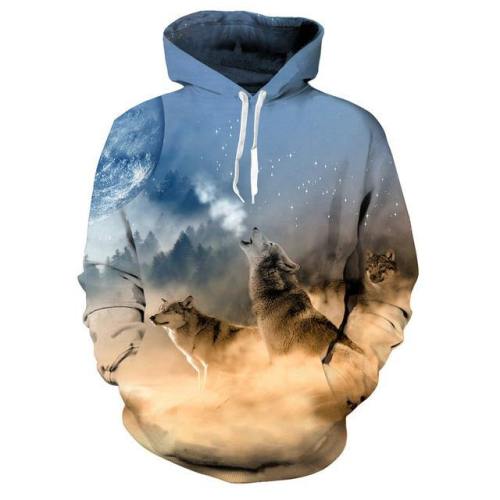 Colorful Wolves Pack 3D Hoodie