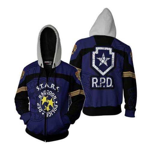 Resident Evil Game Leon Scott Kennedy Rpd Cosplay Unisex 3D Printed Hoodie Sweatshirt Jacket With Zipper