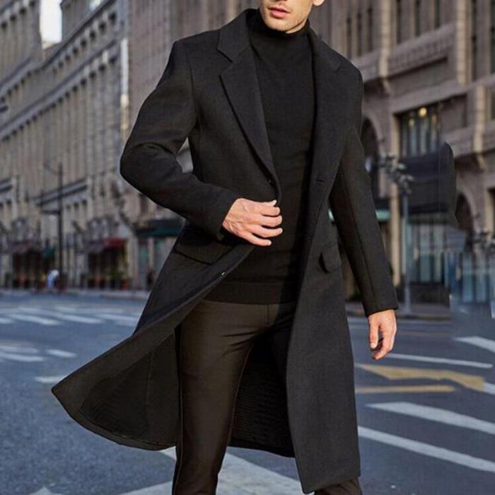 Men Overcoats Streetwear Fashion Long Trench Outerwear