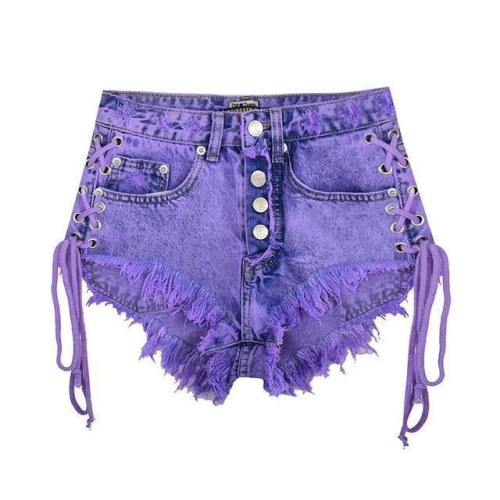 Purple Corset Jean Shorts