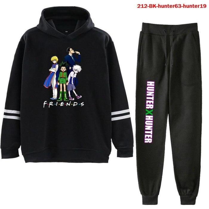 2Pcs/Set Casual Fleece Tracksuit Hunter X Hunter Oversize Hooded Hoodie Suit With Sport Pant