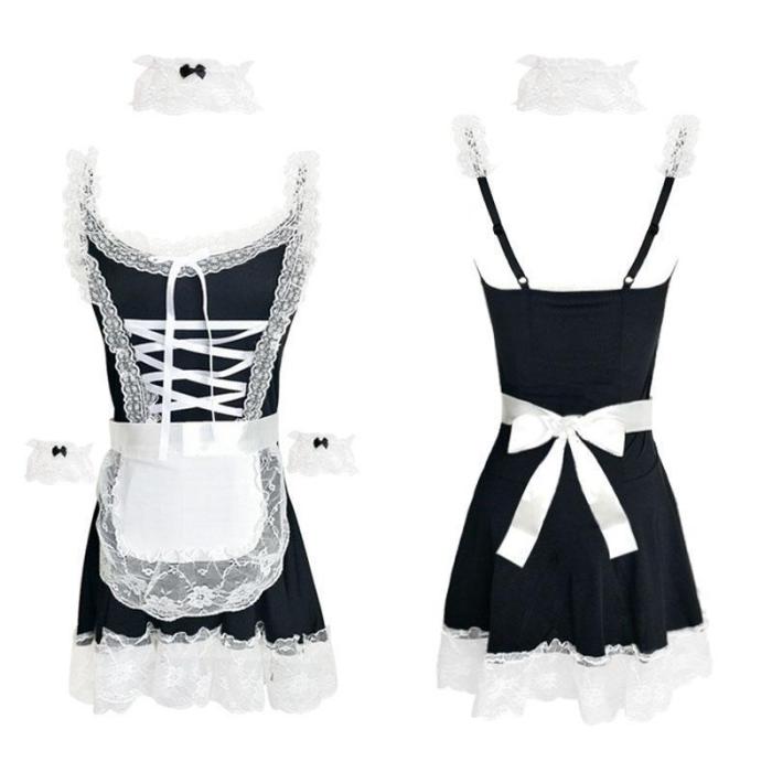 Japanese Maid Lace Bow Lingerie Dress