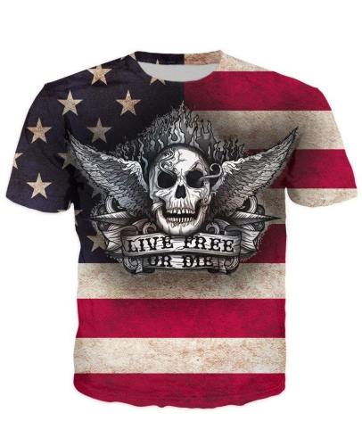 Live Free Or Die - Usa Skull Shirt