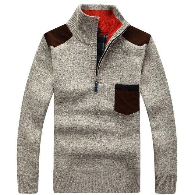 Mens Pullover Knitted Sweater Wool Fleece Cardigan