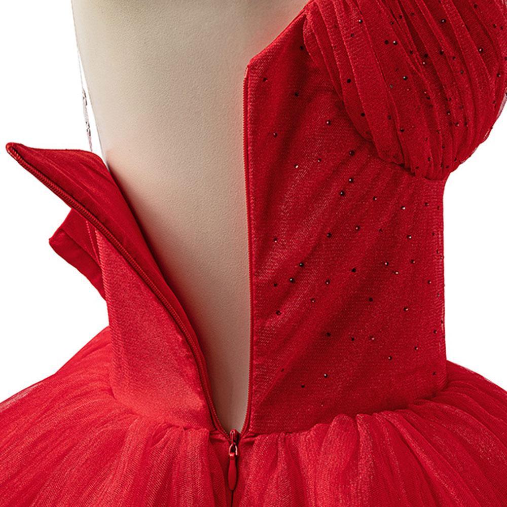 open lace back dress Suicide Squad 2021 Movie Harley Quinn Cosplay Costume Red Dress, M main image 1