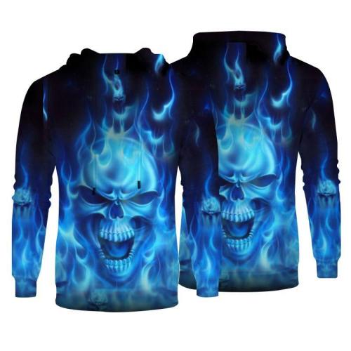 Men'S 3D Print Hoodies Skull  Fashion Casual Streetwear