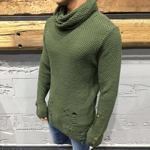 Street Fashion Broken Hole High Collar Sweater