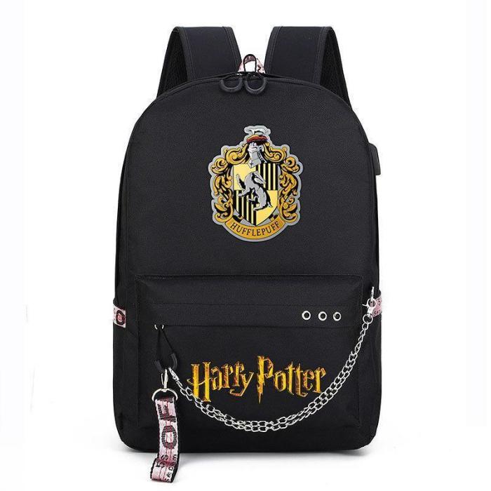 Harry Potter Four College Badge Cosplay Bag Usb Charging Backpack Halloween Props
