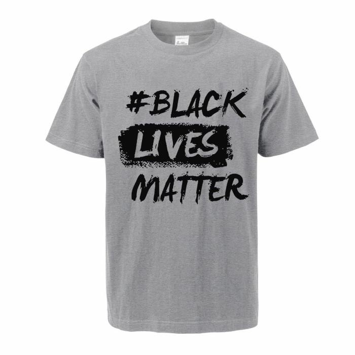Fashion Men Tops Cotton T-Shirt Black Lives Matter Loose Big Fat Plus Size