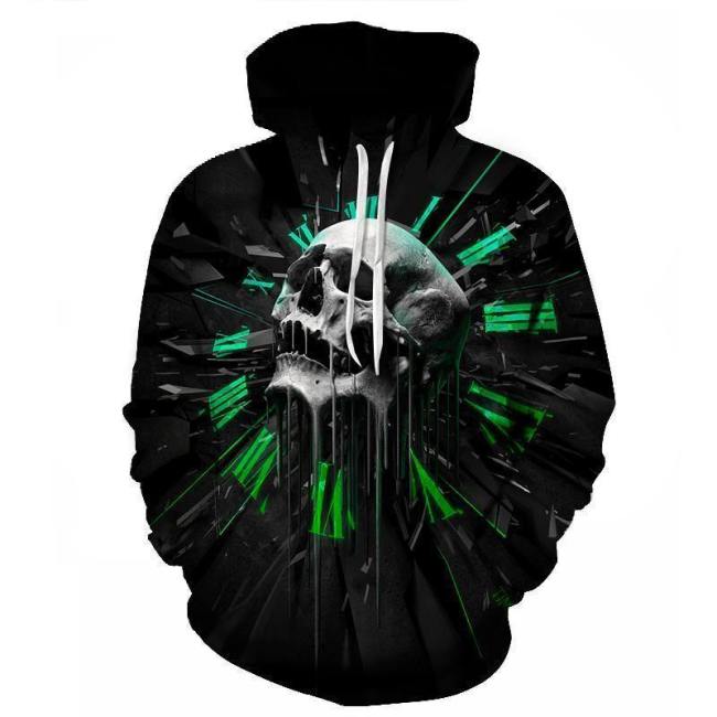 Skull Clock 3D Sweatshirt Hoodie Pullover