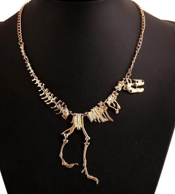 Skeleton T-Rex Silver Necklace