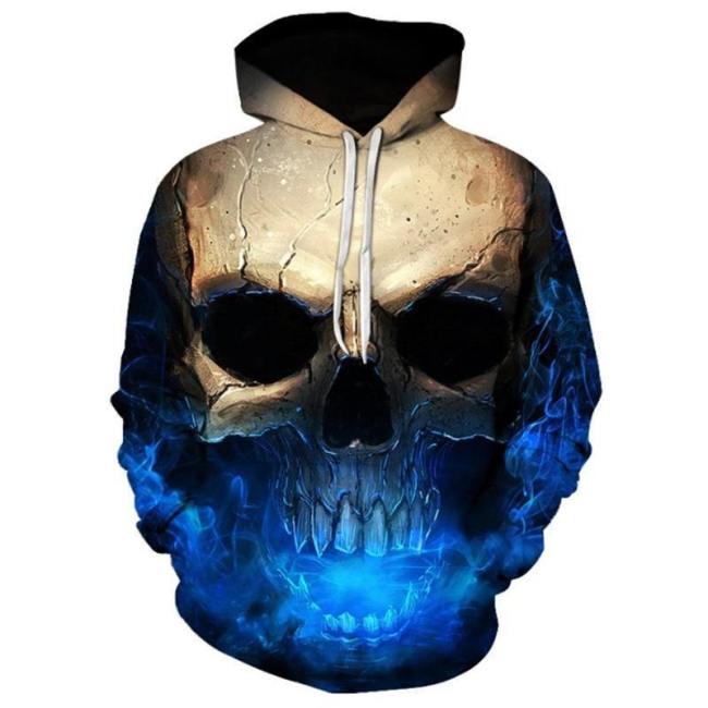 Blue Skull 3D Sweatshirt Hoodie Pullover