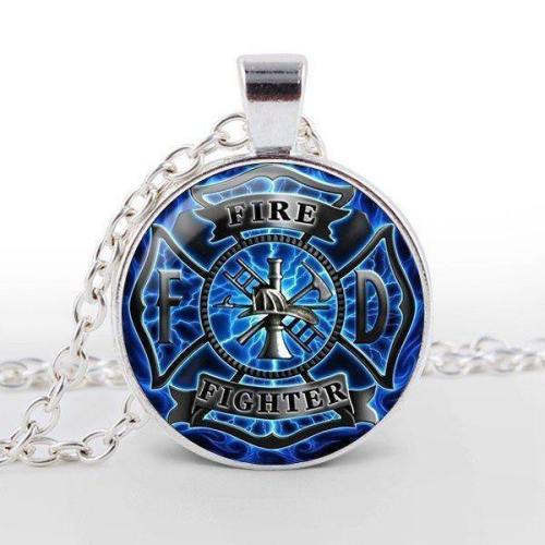 Fire Fighter Glass Necklace