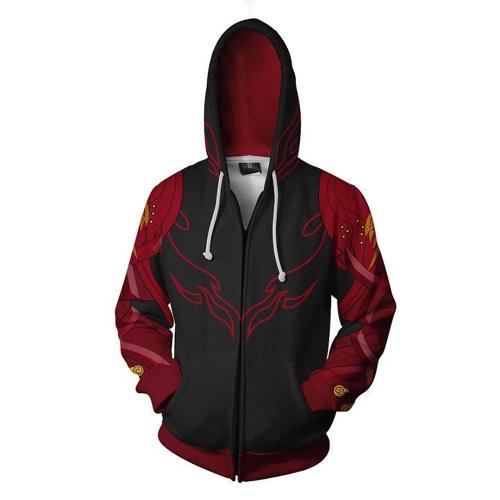 Tekken Game Dark Red Black Unisex 3D Printed Hoodie Sweatshirt Jacket With Zipper