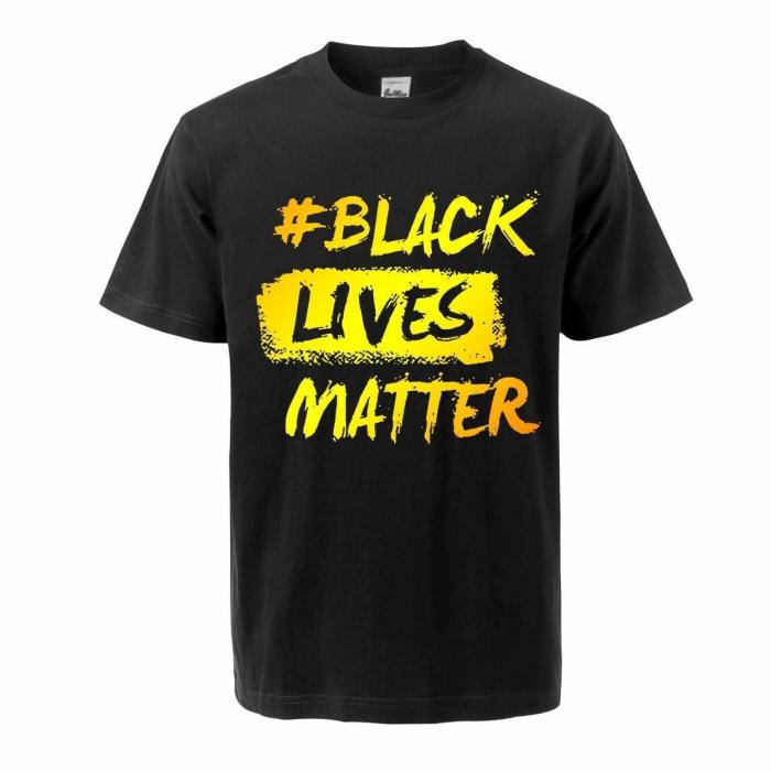 Fashion Men Tops Cotton T-Shirt Black Lives Matter Loose Big Fat Plus Size