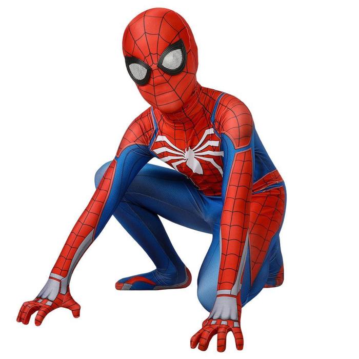 Kids Spider-Man Peter Parker Advanced Suit Ps4 Spider-Man Spiderman Jumpsuit Cosplay Costume -