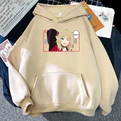 Wonder Egg Priority Anime Kawai Rika Print Cool Girl Carton Loose Sweatshirt Aesthetic Hoodie