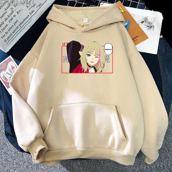 Wonder Egg Priority Anime Kawai Rika Print Cool Girl Carton Loose Sweatshirt  Aesthetic Hoodie