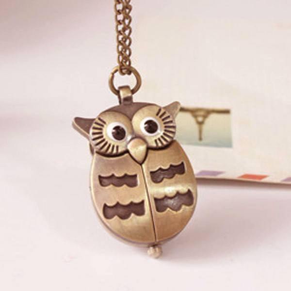 Lovely Owl Watch Necklace- Clock Necklace