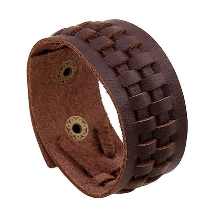 Classic Multilayer Wide Leather Cuff Bracelet