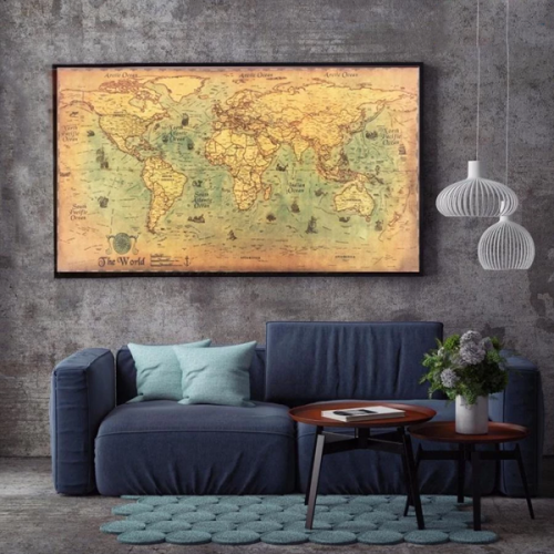 Vintage Nautical World Map Poster