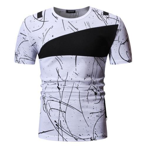 Men'S  Arrival Round Neck Short Sleeve Stitching Casual T-Shirt