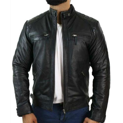 Spring Motorcycle Suit Stand Collar Leather Jacket