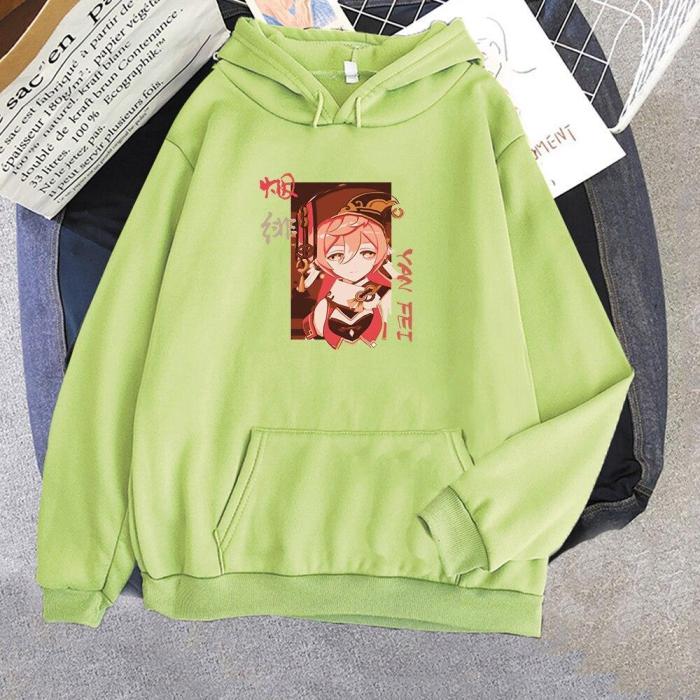 Genshin Impact Hoodie Yanfei  Game Streetwear Kawaii Aesthetic Printing Harajuku Kpop Unisex Sweatshirt Top