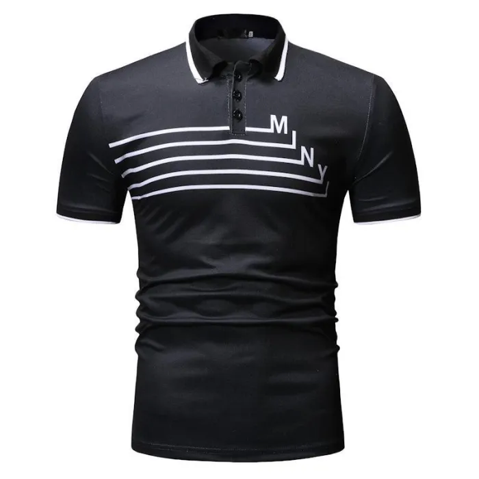 Men'S Print Casual Fashion Line Polo Shirt