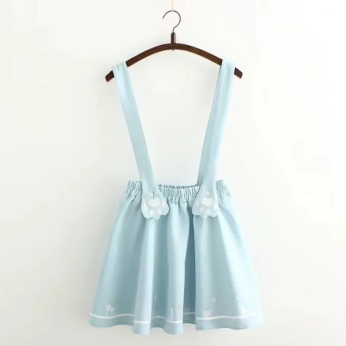 Cat Claw Embroidery Sweet Overall Dress