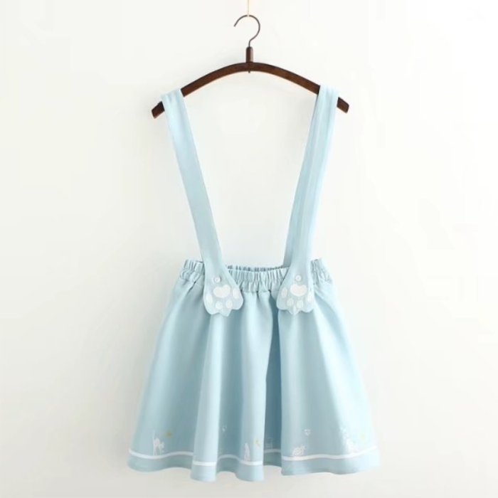 Cat Claw Embroidery Sweet Overall Dress