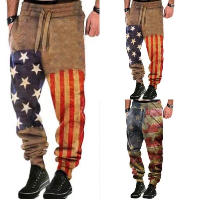 Summer Double Stripe Casual Independence Day Pants American Flag Pants