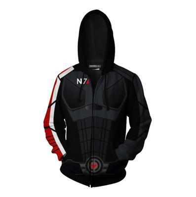 Mass Effect Game John Shepard Black Cosplay Unisex 3D Printed Hoodie Sweatshirt Jacket With Zipper