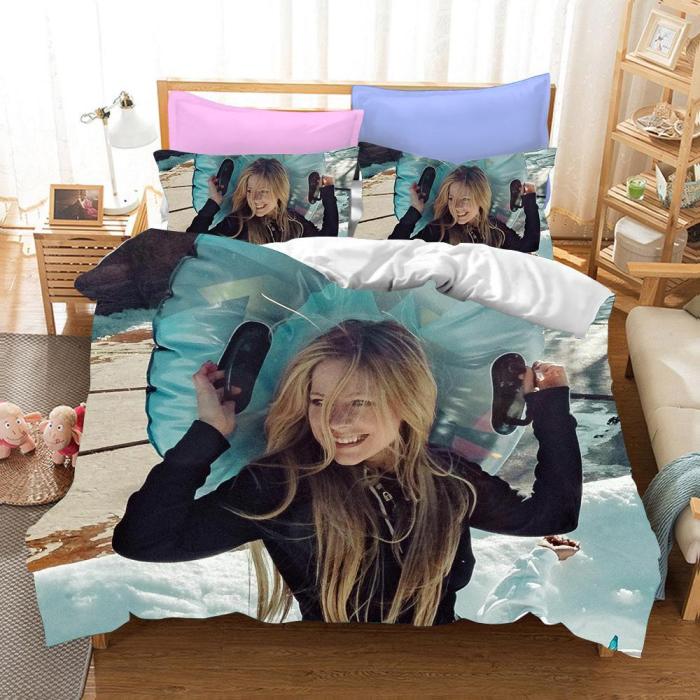Avril Ramona Lavigne Cosplay Bedding Set Duvet Cover Pillowcases Halloween Home Decor